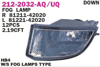 TOYOTA RAV4 (A2) SİS FARI SAĞ 01-03 Benzin