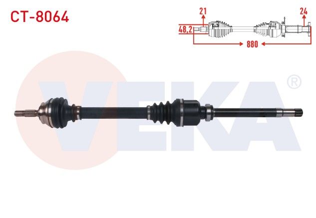 CITROEN C4 CACTUS 1.2 THP A-T / 1.6 Blue HDI A-T 2014- KOMPLE AKS SAG ON UZUNLUK 880mm