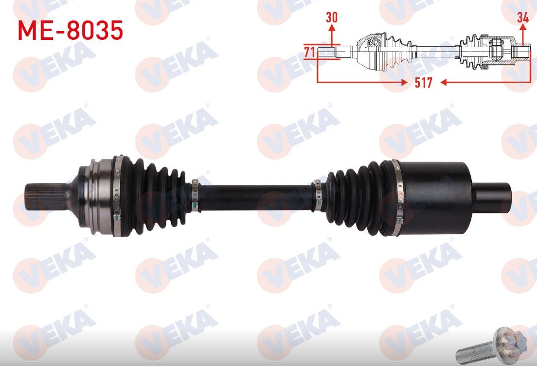 MERCEDES GLK-SERISI (X204) 350 CDI 2012-2015 KOMPLE AKS SOL ON UZUNLUK 517mm