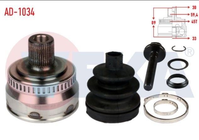AUDI A4 (8E2,B6) 1.6 ABSLI 45 DIS 38X33X59,4 UZUNLUK 89 mm 2000-2004 AKS KAFASI SOL-SAG ON DIS