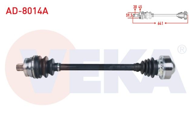 AUDI A4 (8E2,B6) 1.6 2000-2004/ A4 (8EC,B7) 1.6 2004-2008 KOMPLE AKS SAG ON ABSLI 45 DIS UZUNLUK 641mm