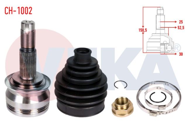 CHEVROLET AVEO (T300) 1.3 D (8 MISKET) 25X30X52.50 UZUNLUK 150.50mm 2011-2014 AKS KAFASI SOL-SAG ON DIS