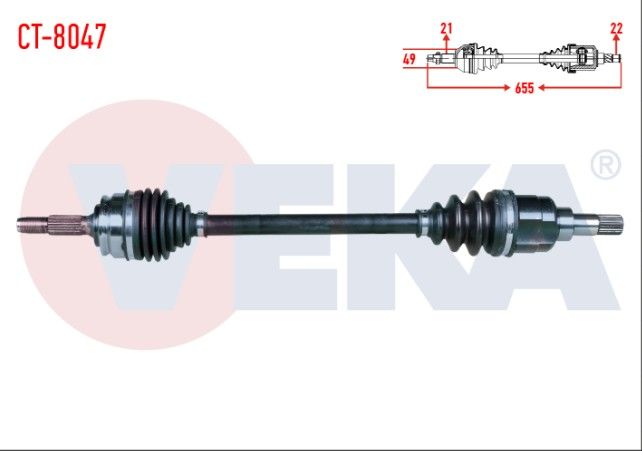 CITROEN C3 II 1.4 HDI M-T 21X22X49 UZUNLUK 655mm 2009-2016 KOMPLE AKS SOL ON