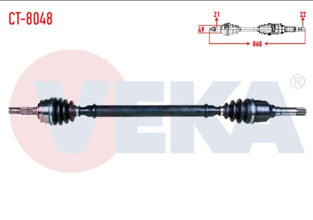 CITROEN C3 II 1.4 HDI M-T 21X22X49 UZUNLUK 868mm 2009-2016 KOMPLE AKS SAG ON