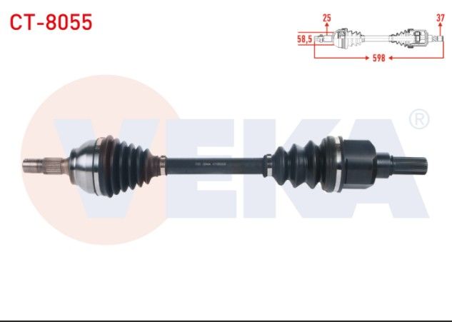 C3 AIRCROSS 1.2 PURETECH - C3 III 1.2 2016-/ DS3 II 1.2 THP 2014-/ 2008 1.2 PURETECH 2013-/ 208 1.6 HDI 2012- KOMPLE AKS SOL ON UZUNLUK 598mm