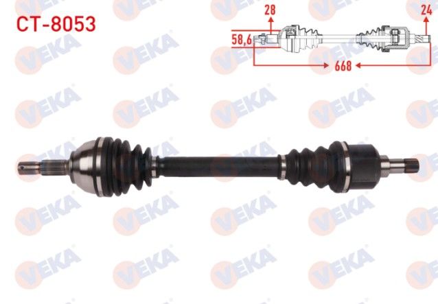 Citroen C5 III 1.6 HDI A-T 2008-2015/ Peugeot 508 1.6 THP A-T 2010- Komple Aks Sol Ön Uzunluk 668mm