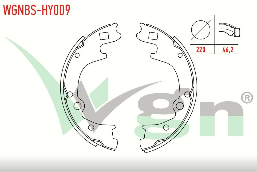 HYUNDAI H100 2.5 D KAMYONET 220X46,2 mm 1993-2004 FREN PABUC BALATA ARKA