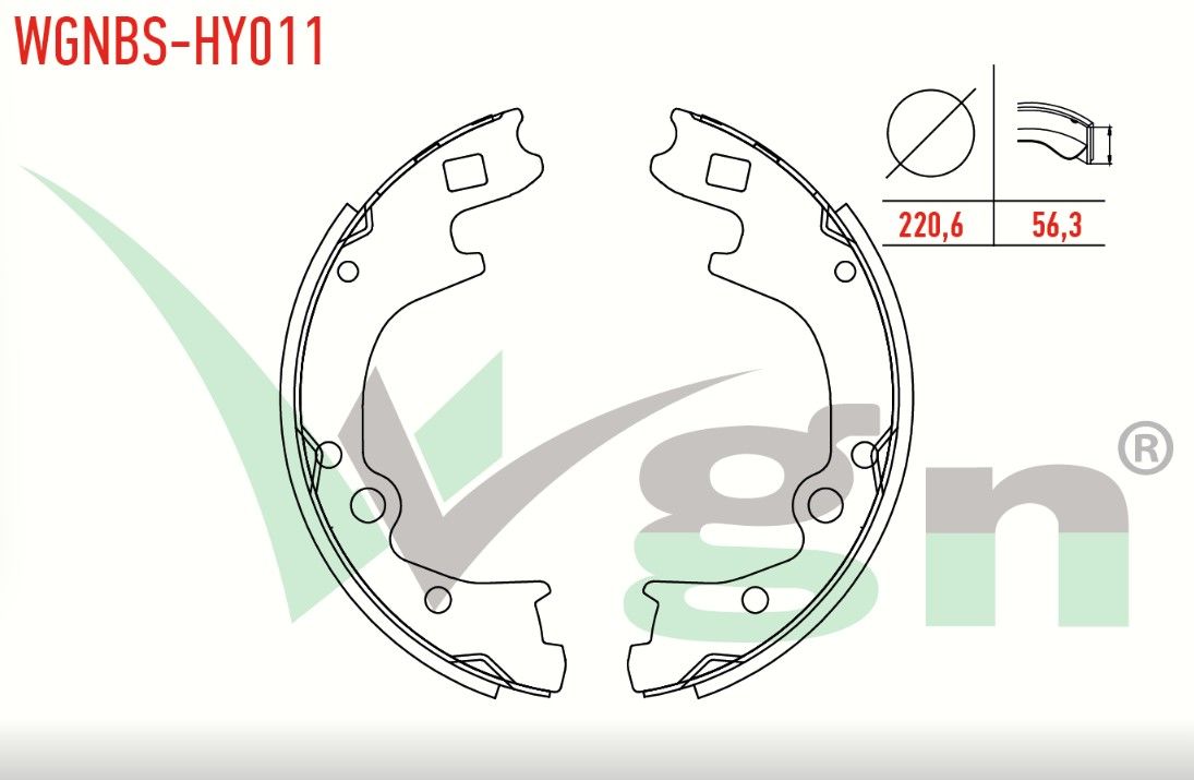 HYUNDAI H100 2.5 D KAMYONET YAPISTIRMA 220,6X56,3 mm 2004- FREN PABUC BALATA ARKA +1mm DAHA KALIN