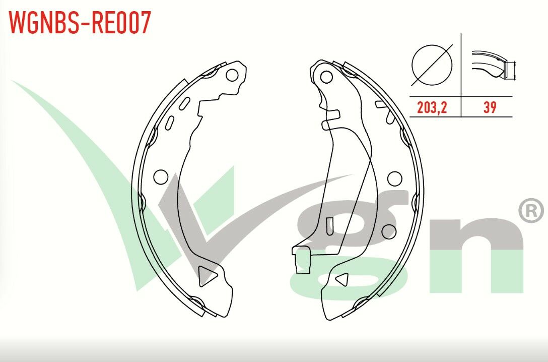 RENAULT R19 1.4 LEVYELI 203,2X39 mm 1988-2001/ R19 1.6 1988-2001/ R19 1.9 D- 1988-2001/ R19 1.8i 16v- 1988-2001/ R19 1.7 1988-2001 FREN PABUC BALATA ARKA
