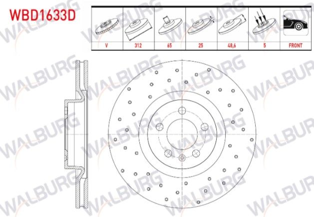 VOLKSWAGEN POLO VI 2017- FREN DISKI ON HAVALI PERFORMANS DELIKLI 5 BJN 312X25X65X48,6