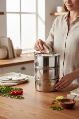 Abant Çelik Sefer Tası 12x6 cm Diyet Yemek Taşıma Kabı 3 Katlı No:1 (1/3)