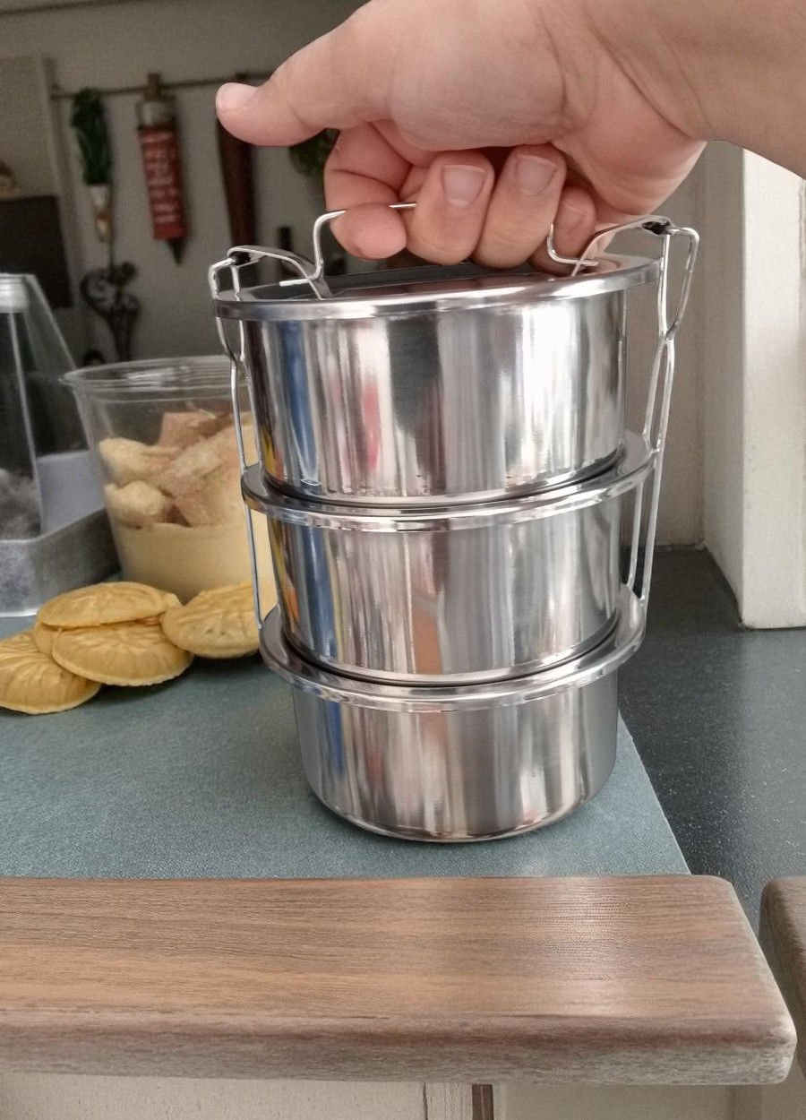 Abant Çelik Sefer Tası 12x6 cm Diyet Yemek Taşıma Kabı 3 Katlı No:1 (1/3)