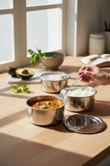 Abant Çelik Sefer Tası 12x6 cm Diyet Yemek Taşıma Kabı 3 Katlı No:1 (1/3)