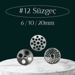 #12 Kıyma Makinesi Ayna Seti 3'lü Takım Çelik Süzgeç (6/10/20mm )