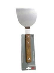 Paslanmaz Çelik Mutfak Spatulası, Ahşap Saplı, Keskin Ağız 9cm, Geniş Ağızlı BLZ-44