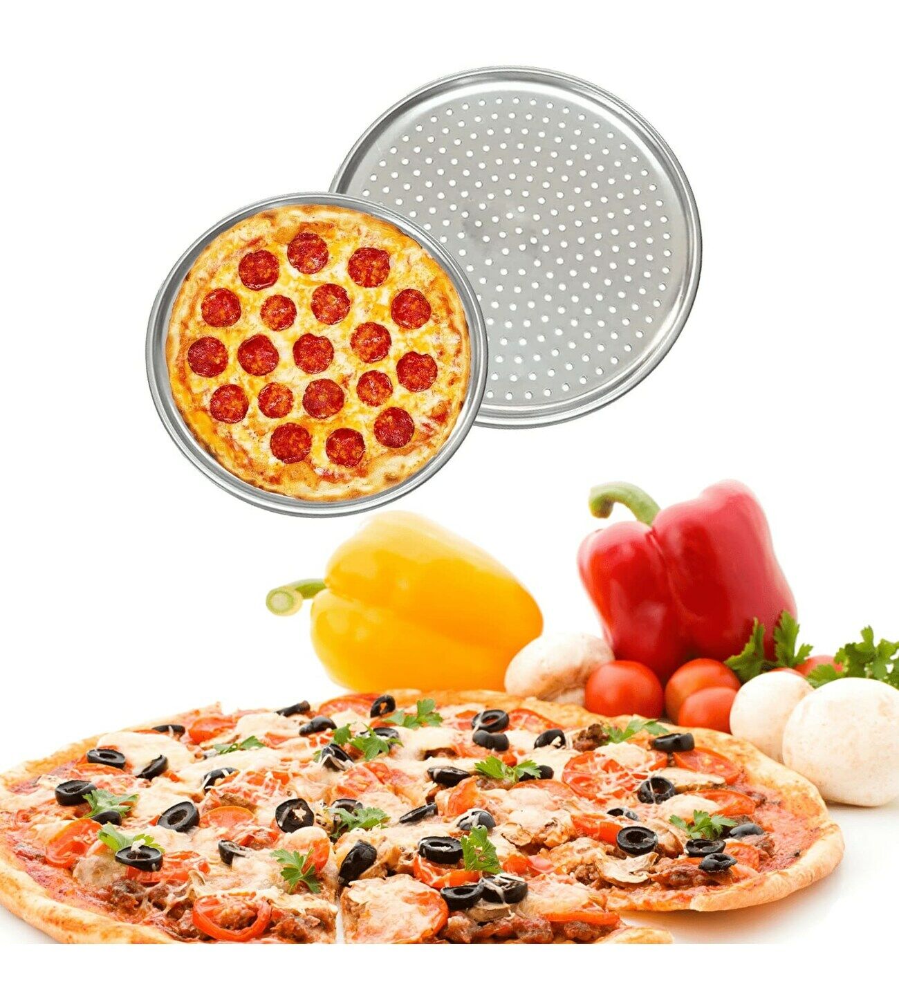 Abant Pizza Tepsi Tava Seti Delikli 28/32/36 cm Paslanmaz Çelik