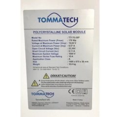 TOMMATECH 170 Watt Solar Güneş Paneli TT170-36P Polikristal