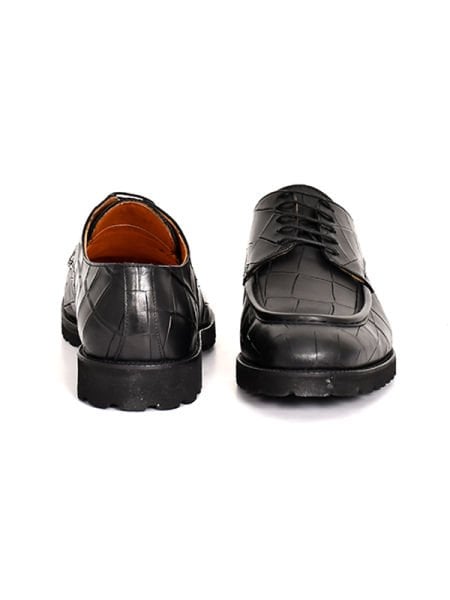 TNL 1203 Siyah Kroko Baskı Deri Bağcıklı Eva Taban Erkek Ayakkabı