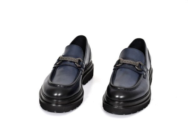 TNL 3042 Lacivert Antik Deri Eva Taban Loafer Model erkek Ayakkabı