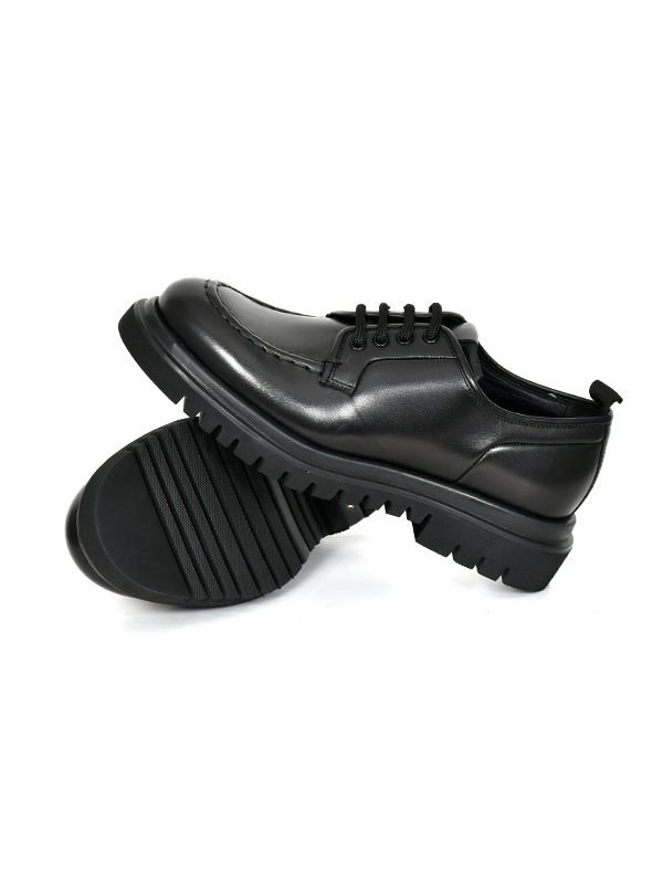 BOT 1502 Siyah Spiro Deri Kauçuk Taban Bağcıklı Erkek Ayakkabı