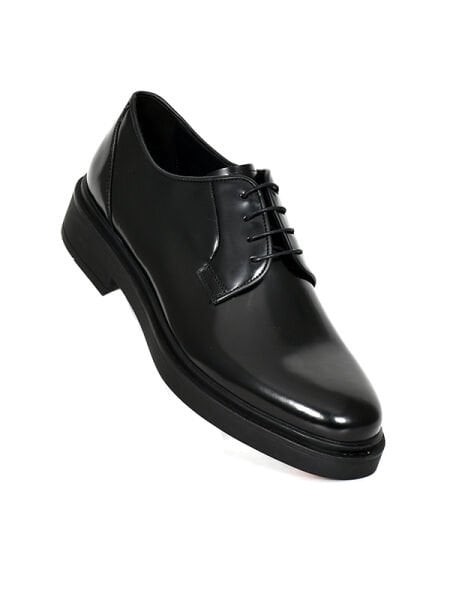 BOT 502 Siyah Açma Deri Kauçuk Taban Bağcıklı Erkek Ayakkabı