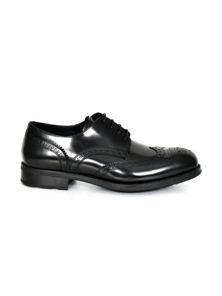 BOT 53806 Siyah Açma Deri Oxford Model KauçukTaban Erkek Ayakkabı