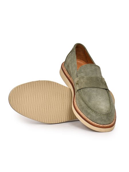 TNL 3291 Yeşil, Hakiki Süet Deri, Eva Taban Loafer Model Erkek Ayakkabı