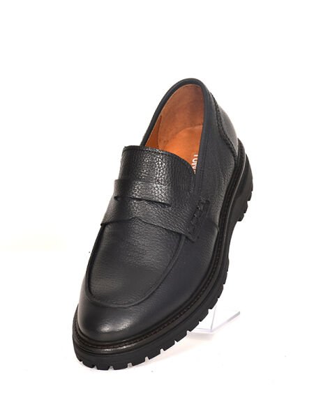 TNL 247203 Siyah Floter Deri Kauçuk Taban Loafer Model Erkek Ayakkabı