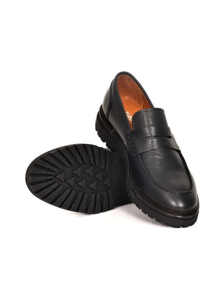 TNL 247203 Siyah Floter Deri Kauçuk Taban Loafer Model Erkek Ayakkabı