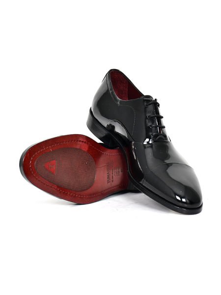 TNL 119 Siyah Rugan Hakiki Kösele Bağcıklı Erkek Ayakkabı