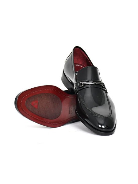 TNL 1301 Siyah Rugan Hakiki Kösele Toka Detaylı Erkek Ayakkabı