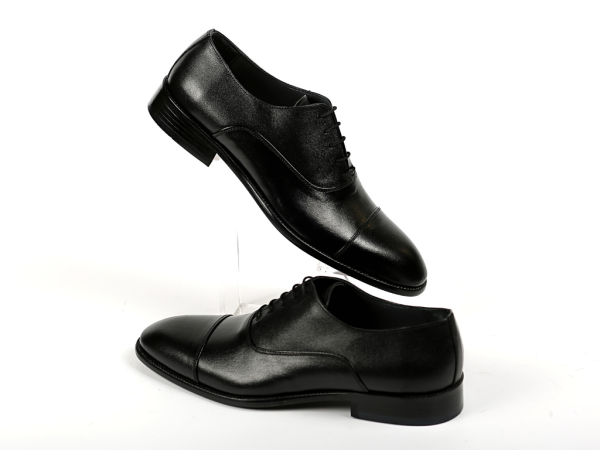 TNL 0166 Siyah, Napa Deri, Hakiki Kösele, Bağcıklı Erkek Ayakkabı