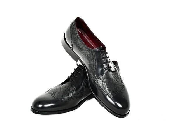 TNL 1603 Siyah Antik Garni Geyik Derisi Bağcıklı Erkek Ayakkabı