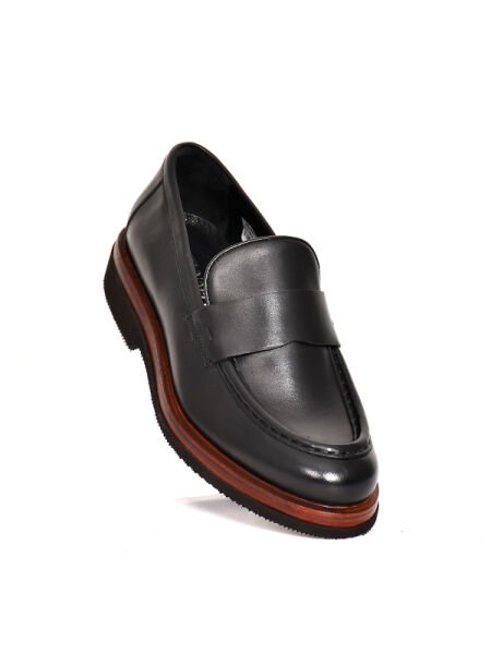 TNL 3524 Siyah Antik Deri Eva Taban Loafer Model Erkek Ayakkabı