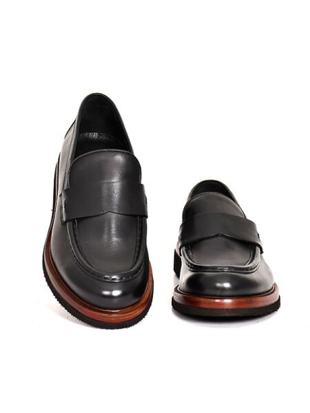 TNL 3524 Siyah Antik Deri Eva Taban Loafer Model Erkek Ayakkabı