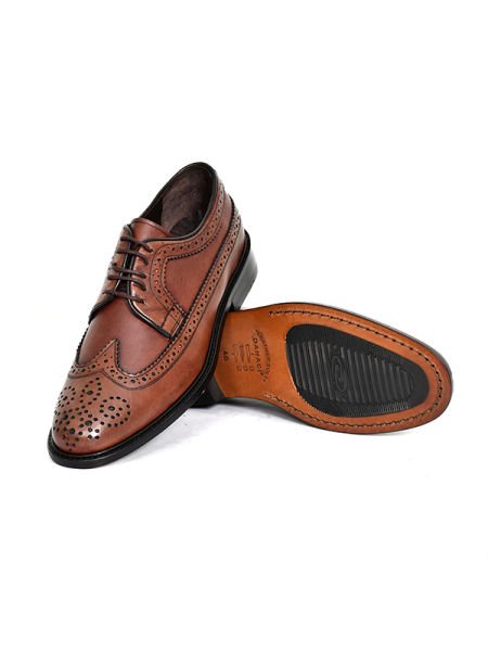 TNL 906 Kahverengi  Antik Deri, Kauçuk Enjeksiyon Hakiki Kösele Dikişli Taban, Oxford Model Erkek Ayakkabı ( 39- 47 No )