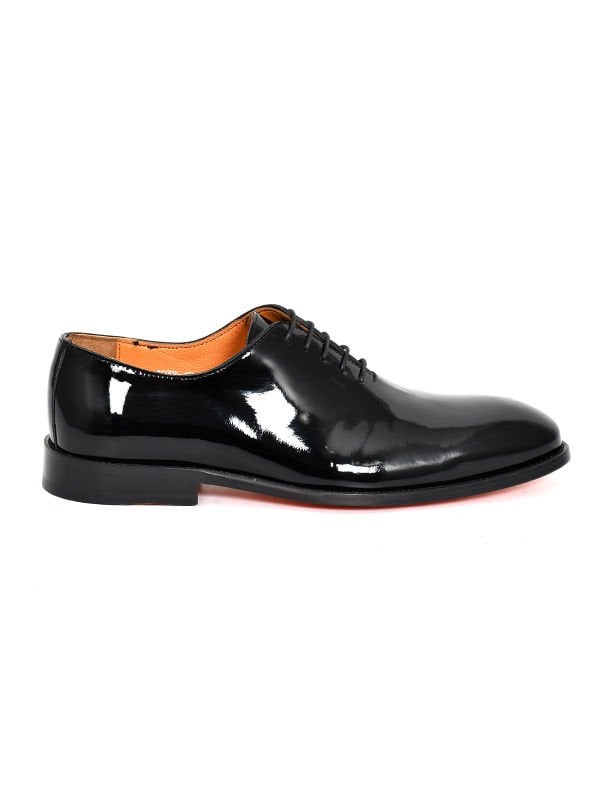 TNL 1038 Siyah Rugan Deri, Hakiki Kösele Bağcıklı Erkek Ayakkabı
