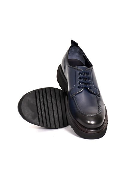 BOT 1502 Lacivert Spiro Deri Kauçuk Taban Bağcıklı Erkek Ayakkabı