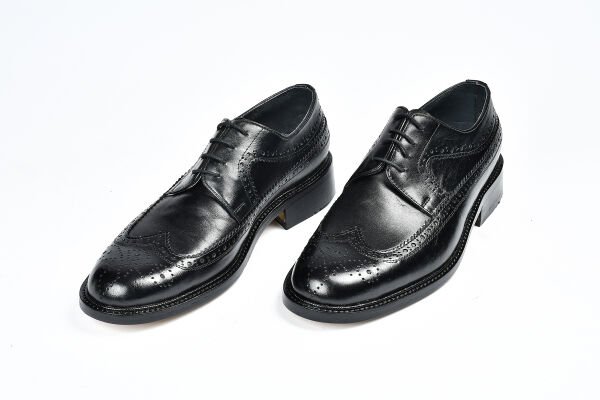 TNL 75 Siyah Antik Deri Hakiki Kösele Erkek Ayakkabı