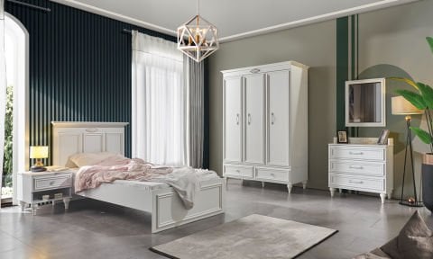 İskenderiye Genç Odası Takımı (3 Kapılı Dolap, Komodin, 100*200 cm Başlıklı Karyola)