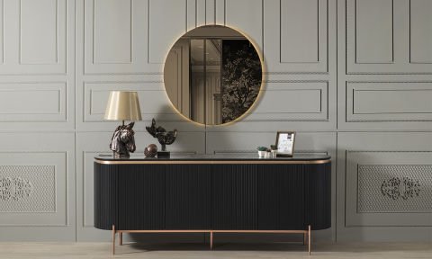 Tesla Siyah-Bronz Yemek Odası Takımı