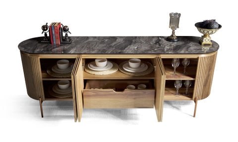 Tesla Ceviz-Bronz Yemek Odası Takımı