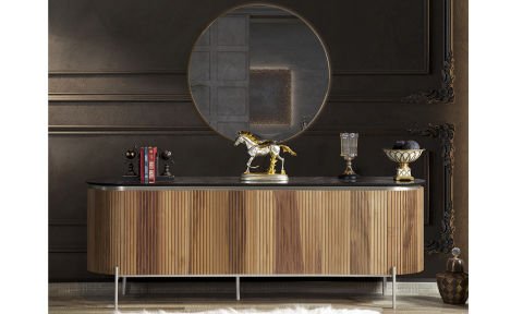 Tesla Ceviz-Gümüş Yemek Odası Takımı