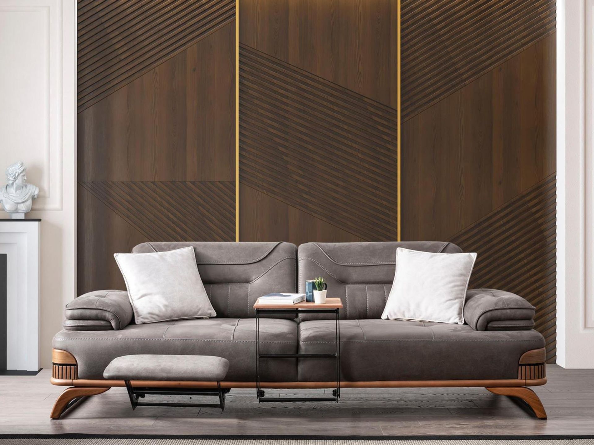 Jaguar Koltuk Takımı(Üçlü Koltuk+Sehpa ve Ayak Dinlendirmeli)