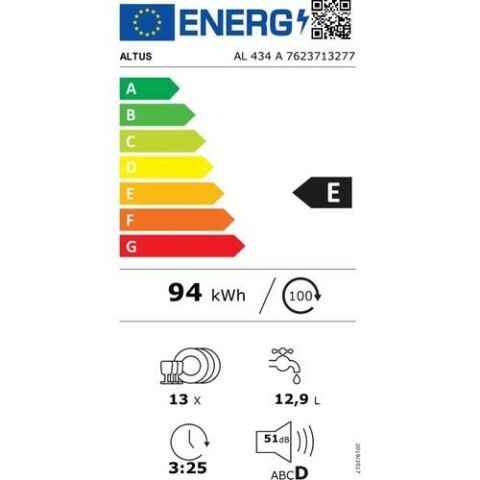 Altus Al 434 P E Enerji 4 Programlı 13 Kişilik Bulaşık Makinesi