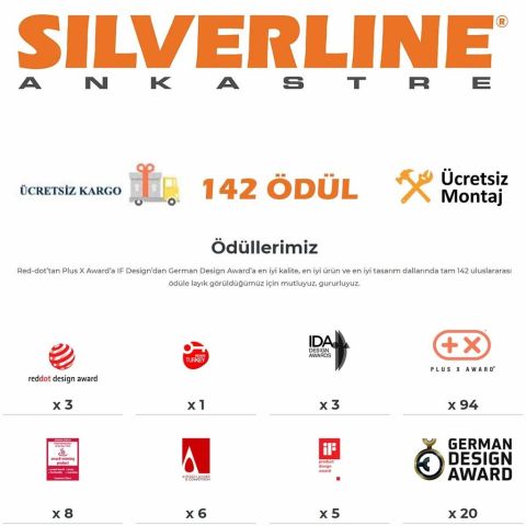 Silverline 3457 Soho Gri Cam Davlumbaz Yüksek Performans 80 cm