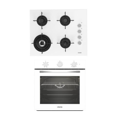 Altus 2'li Beyaz Cam Ankastre 189 Dw Woklu Ankastre Ocak - 321 W Ankastre Fırın Turbo