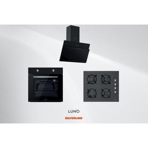 Silverline Luno Ankastre Siyah Cam Eko Set (L335B01 Ocak -F 3462B Davlumbaz - F6501B02 Fırın)
