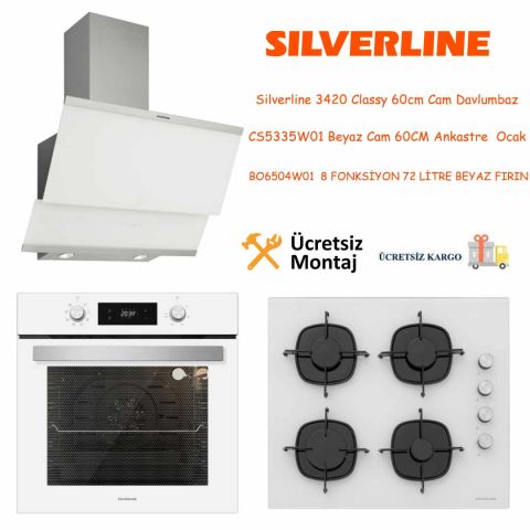 Silverline Beyaz Cam Ankastre Set 3420 - CS5335W01 - BO6504W01