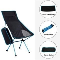 FUNKY CHAIRS Ultralight High 1180 gr Katlanır Kamp Sandalyesi Mavi